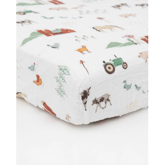 Little Unicorn Little Unicorn - Organic Cotton Muslin Crib Sheet, Farmyard