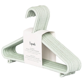 3 sprouts 3 Sprouts - Pack of 15 Wheat Straw Kid's Hangers, Green
