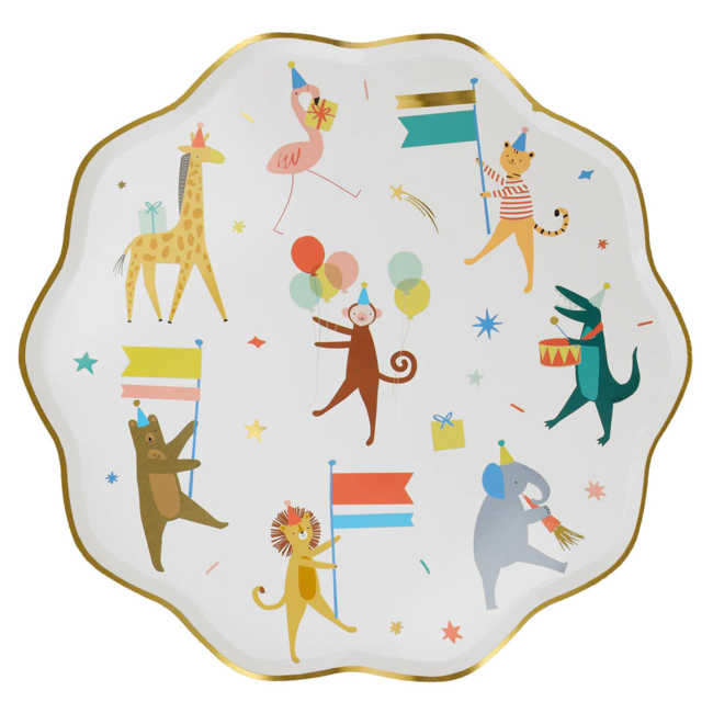 Meri Meri Meri Meri - Pack of 8 Large Paper Plates, Animal Parade