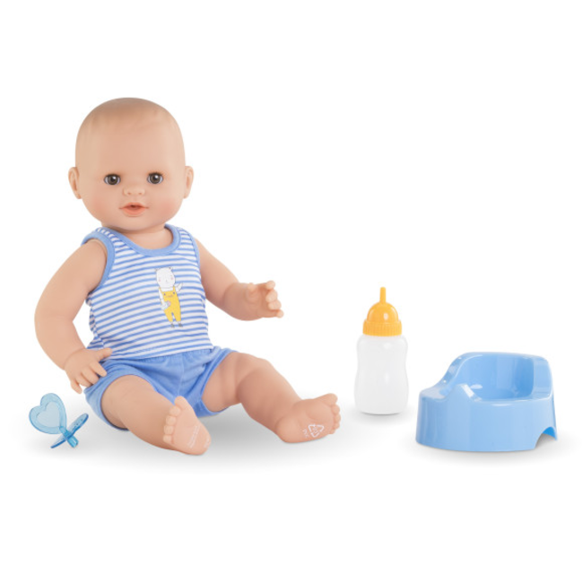 Corolle Corolle - Paul Drink-and-Wet Bath Baby, Stripes