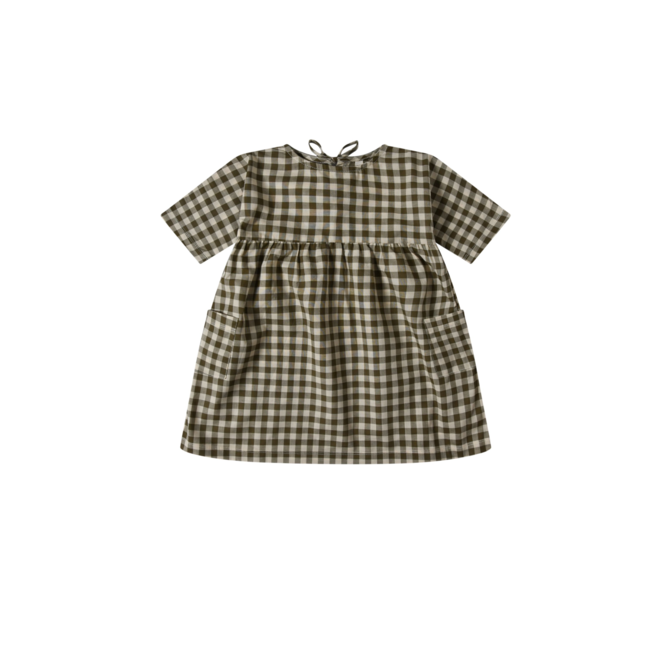 Organic Zoo - Spaghetti Onesie, Olive Gingham - Charlotte et Charlie