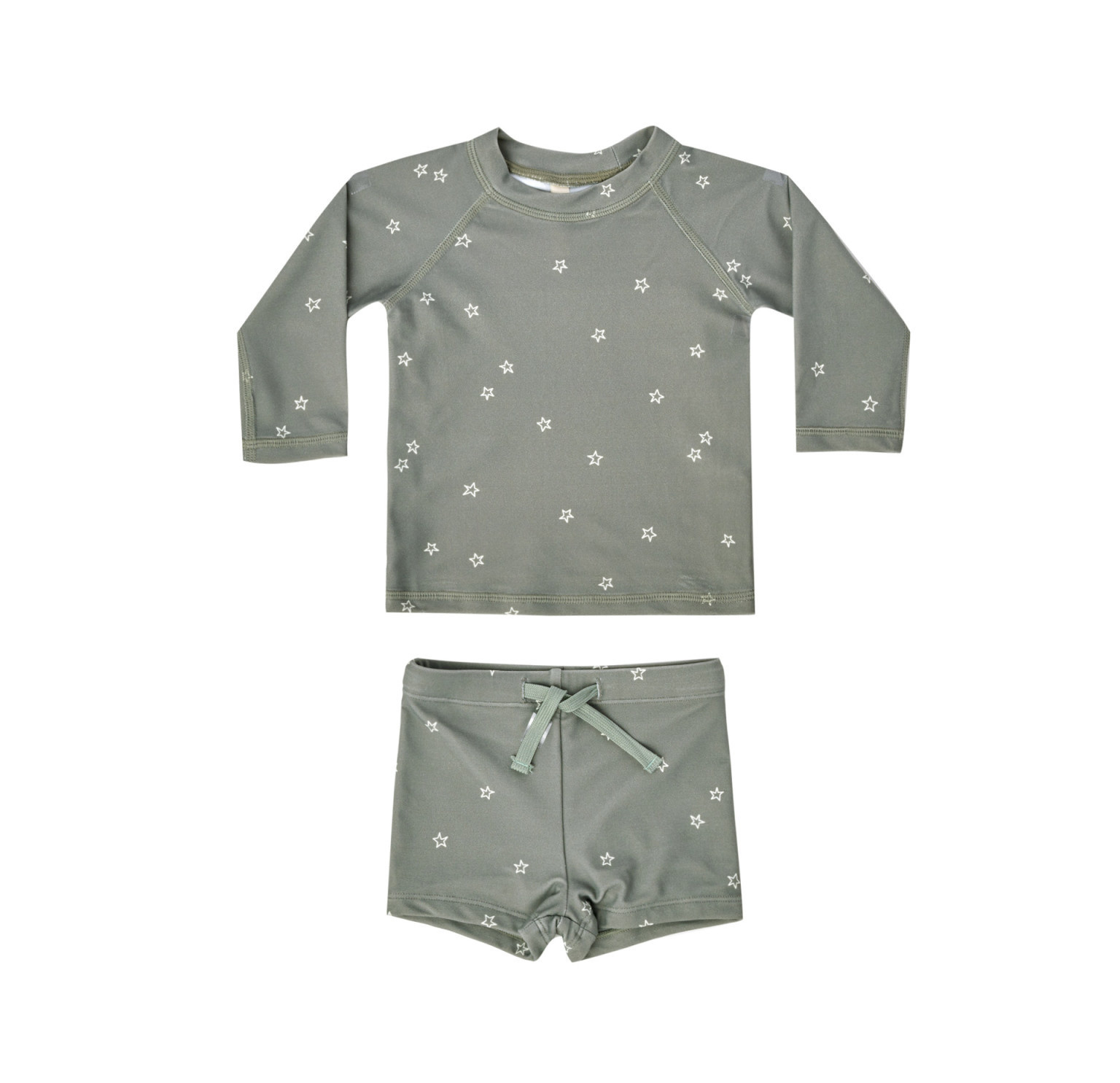 Quincy Mae - Rashguard and Swim Short Set, Sea Green Stars