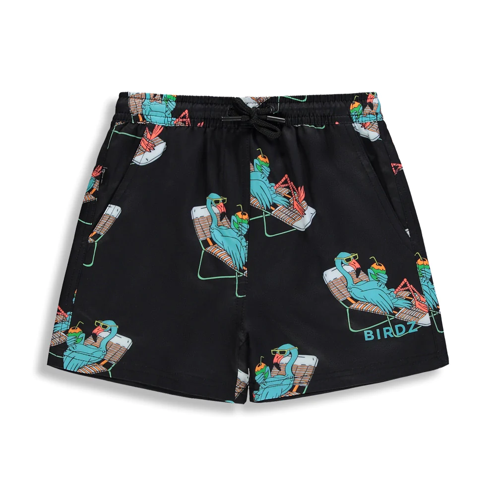 Birdz Maillot de Bain Noir Flamants Charlotte et Charlie