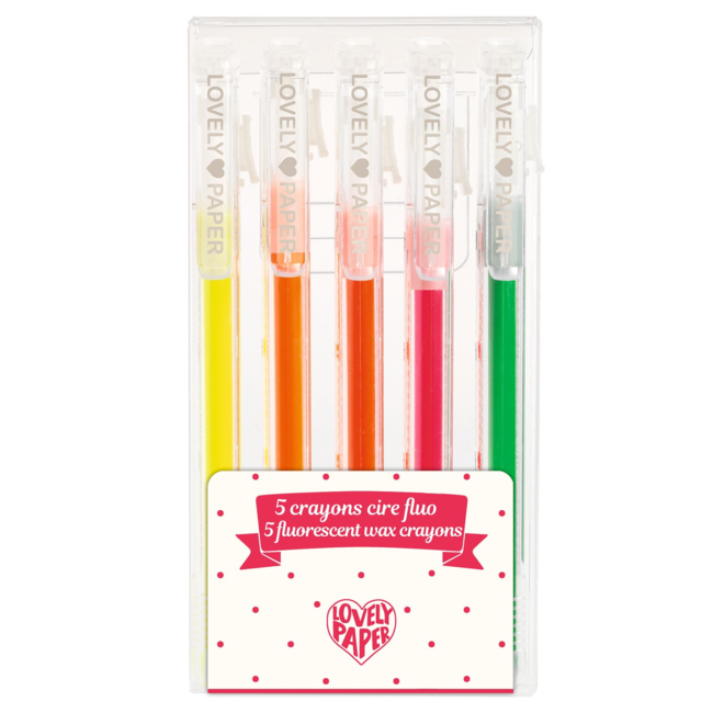 Djeco Djeco - Pack of 5 Fluorescent Wax Crayons
