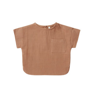 Quincy Mae Quincy Mae - Woven Boxy Top, Clay