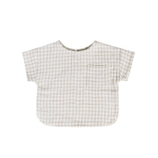 Quincy Mae Quincy Mae - Woven Boxy Top, Silver Gingham