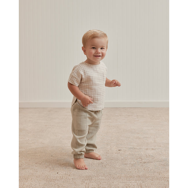 Quincy Mae Woven Boxy Top, Silver Gingham Charlotte et Charlie