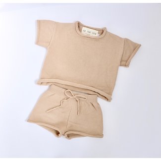 To the sea To the sea - Cotton T-shirt and Shorts Set, Sand