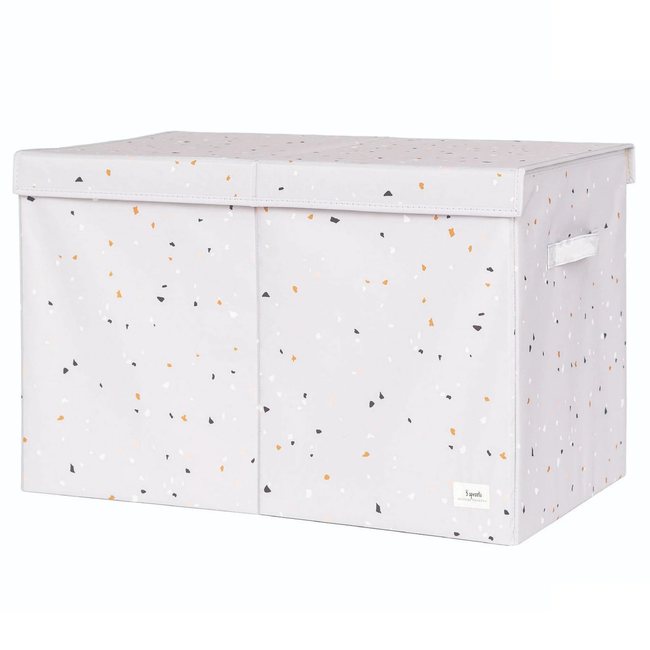 3 sprouts 3 Sprouts - Recycled Fabric Folding Storage Chest, Terrazzo Light Grey