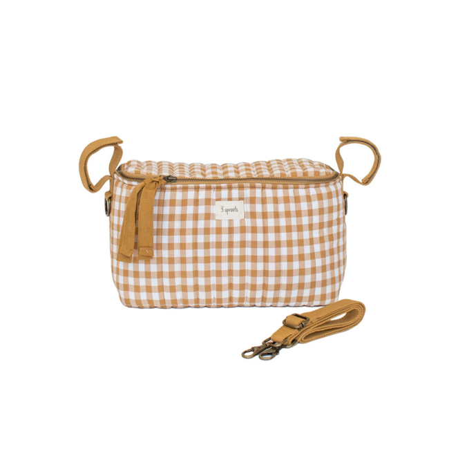 3 sprouts 3 Sprouts - Quilted Stroller Organizer, Gingham Mustard