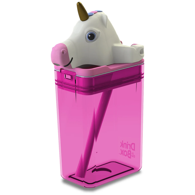 Drink in the Box Drink in the Box - Reusable Juice Box with Fun Tops, Sparkle Unicorn