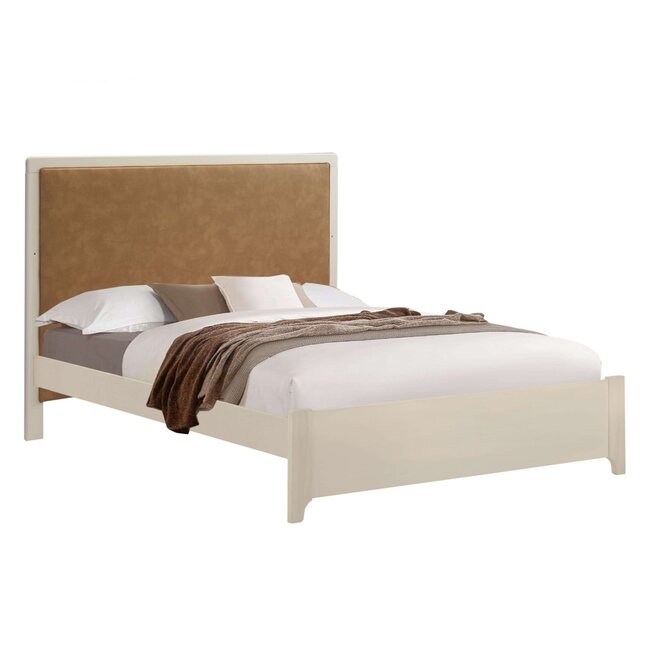 Natart Juvenile Natart Kyoto - Double Bed 54" with Low Profile Footboard and Leather Caramel Panel