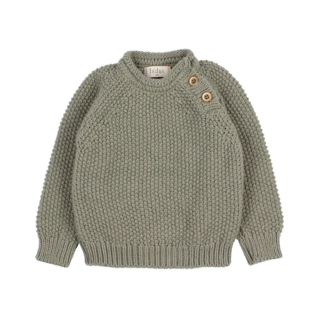 Búho Búho - Knit Button Sweater, Eucalyptus