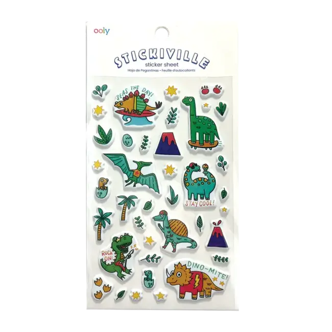Ooly Ooly - Stickiville Puffy Stickers, Dino-mite!