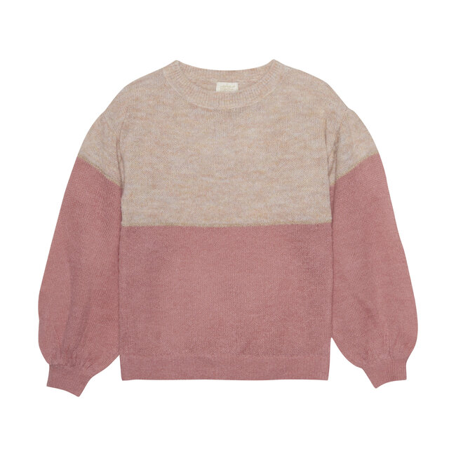 Creamie Creamie - Two-Tone Knitted Sweater, Dusty Rose