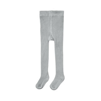 Quincy Mae Quincy Mae - Organic Cotton Ribbed Tights, Dusty Blue