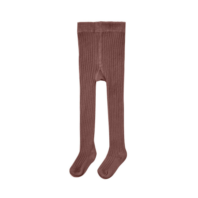Quincy Mae - Organic Cotton Ribbed Tights, Plum - Charlotte et Charlie