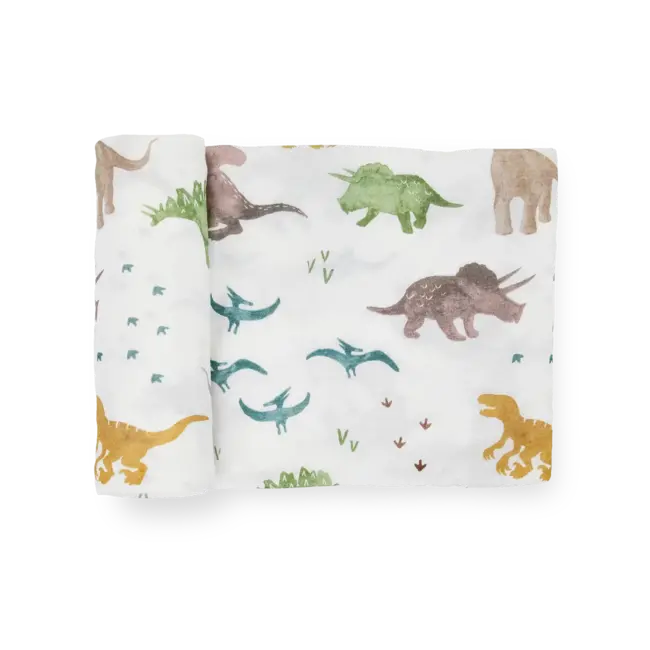 Little Unicorn Little Unicorn - Stretch Knit Swaddle Blanket, Dino Pals