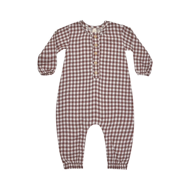 Quincy Mae Quincy Mae - Woven Jumpsuit, Plum Gingham