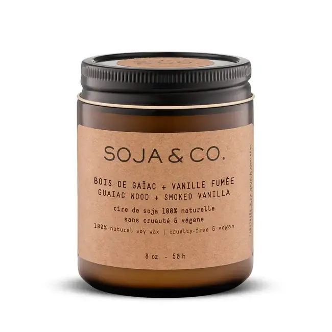 SOJA&CO. SOJA&CO. - Bougie 8oz, Bois de Gaïac et Vanille Fumée