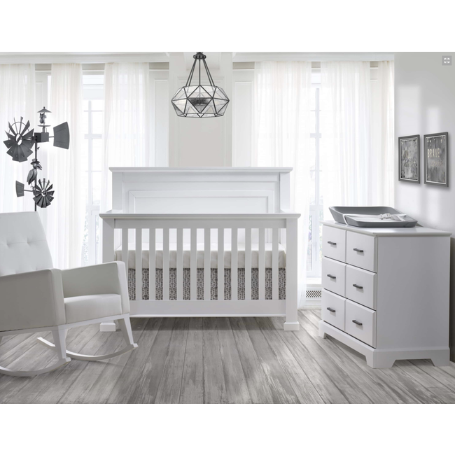 Natart Juvenile DEMO SALE - Natart Taylor - 5-in-1 Convertible Crib and Double Dresser Set, White