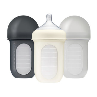 Boon Boon - Pack of 3 Nursh Silicone Bottle 8oz, Grey