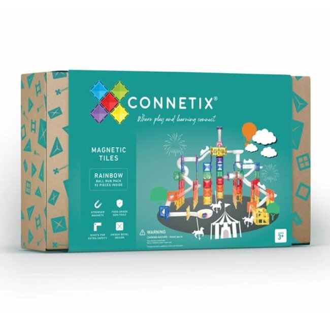 Connetix Connetix - Jeu de Construction avec Tuiles Magnétiques, Ensemble Parcours de Balle de 92 Pièces