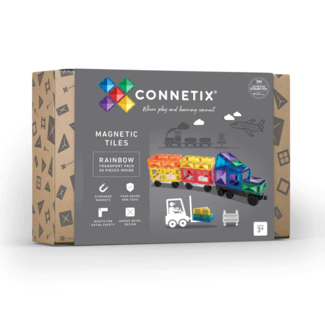 Connetix Connetix - Building Set with Magnetic Tiles, 50 Pieces Rainbow Transport Pack