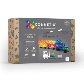 Connetix Connetix - Jeu de Construction avec Tuiles Magnétiques, Arc-En-Ciel Camion de Transport de 50 Pièces