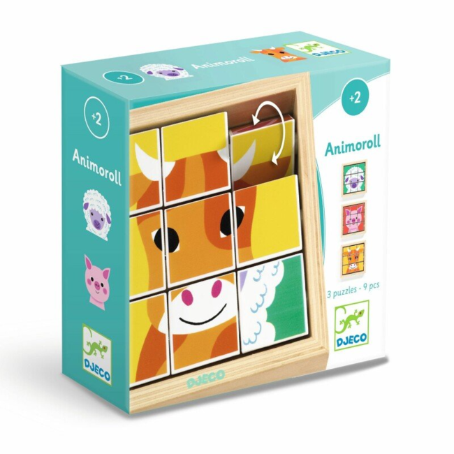 Djeco - Wooden Puzzle, Animoroll - Charlotte et Charlie