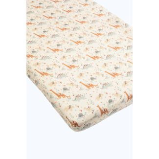 Loulou Lollipop Loulou Lollipop - Bamboo Fitted Crib Sheet, Flowered Dinosaurs