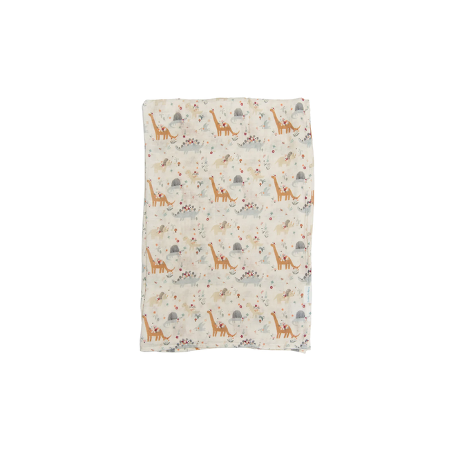 Loulou Lollipop Loulou Lollipop - Bamboo Muslin Swaddle, Flowered Dinosaurs