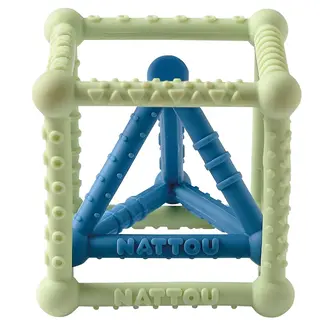 Nattou Nattou - Ensemble Cube et Pyramide en Silicone, Vert et Bleu