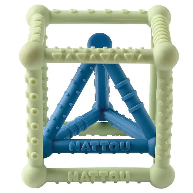 Nattou Nattou - Ensemble Cube et Pyramide en Silicone, Vert et Bleu
