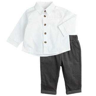 Petit Lem Petit Lem - Shirt and Corduroy Pants Set, Asphalt