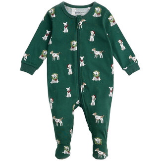 Petit Lem Petit Lem - Organic Cotton Footed Sleeper, Festive Dogs