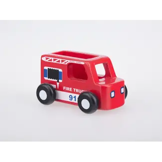 Moover Moover - Mini Camion de Pompier en Bois, Rouge