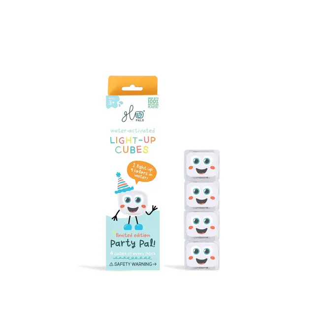 Glo Pals Glo Pals - Paquet de 4 Cubes Lumineux Activés par l'Eau, Copain de Fête 2.0