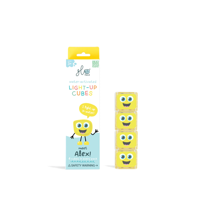 Glo Pals Glo Pals - Pack of 4 Water-Activated Light Up Cubes, Alex 2.0