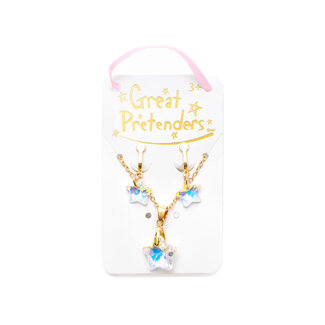 Great Pretenders Great Pretenders - Necklace and Clip On Earrings Set, Holographic Star