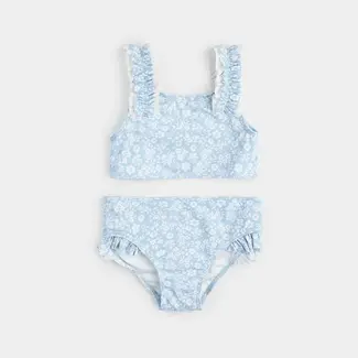 Petit Lem Petit Lem - Two-Piece Ruffled Swimsuit, Pale Blue Floral