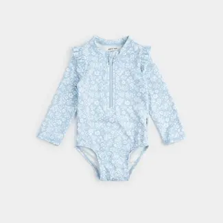 Petit Lem Petit Lem - Long Sleeve One-Piece Swimsuit, Pale Blue Floral