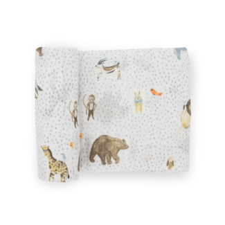 Little Unicorn Little Unicorn - Single Cotton Muslin Blanket, Party Animals