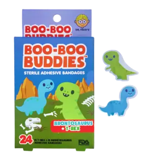 Boo-Boo Buddies Boo-Boo Buddies - Boîte de 24 Pansements Ludiques, Brontosaure et T-Rex