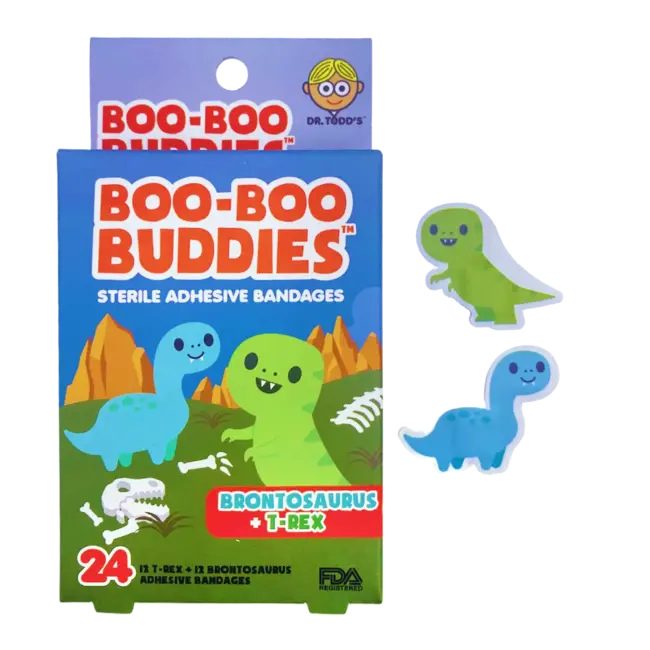 Boo-Boo Buddies Boo-Boo Buddies - Boîte de 24 Pansements Ludiques, Brontosaure et T-Rex