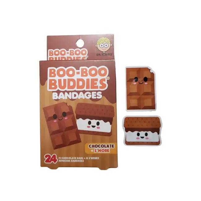 Boo-Boo Buddies Boo-Boo Buddies - Boîte de 24 Pansements Ludiques, Chocolat et S'more