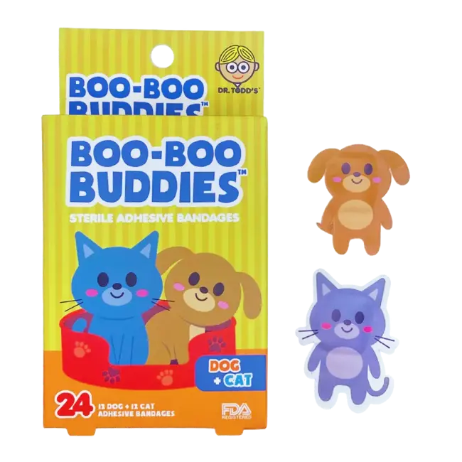 Boo-Boo Buddies Boo-Boo Buddies - 24 Sterile Adhesive Bandages Set, Dog and Cat