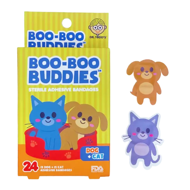 Boo-Boo Buddies Boo-Boo Buddies - Boîte de 24 Pansements Ludiques, Chien et Chat