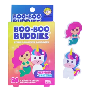 Boo-Boo Buddies Boo-Boo Buddies - Boîte de 24 Pansements Ludiques, Sirène et Licorne