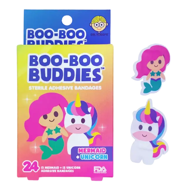 Boo-Boo Buddies Boo-Boo Buddies - 24 Sterile Adhesive Bandages Set, Mermaid and Unicorn